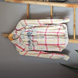 True Religion Muted Plaid Snap Front